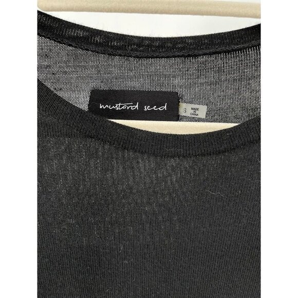 Mustard Seed Long Sleeve Knot Waist Black Dress Size Size Small - Picture 2 of 7